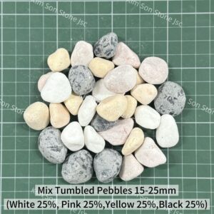 Mix Tumbled Pebbles White 25%, Pink 25%, Yellow 25%, Black 25%