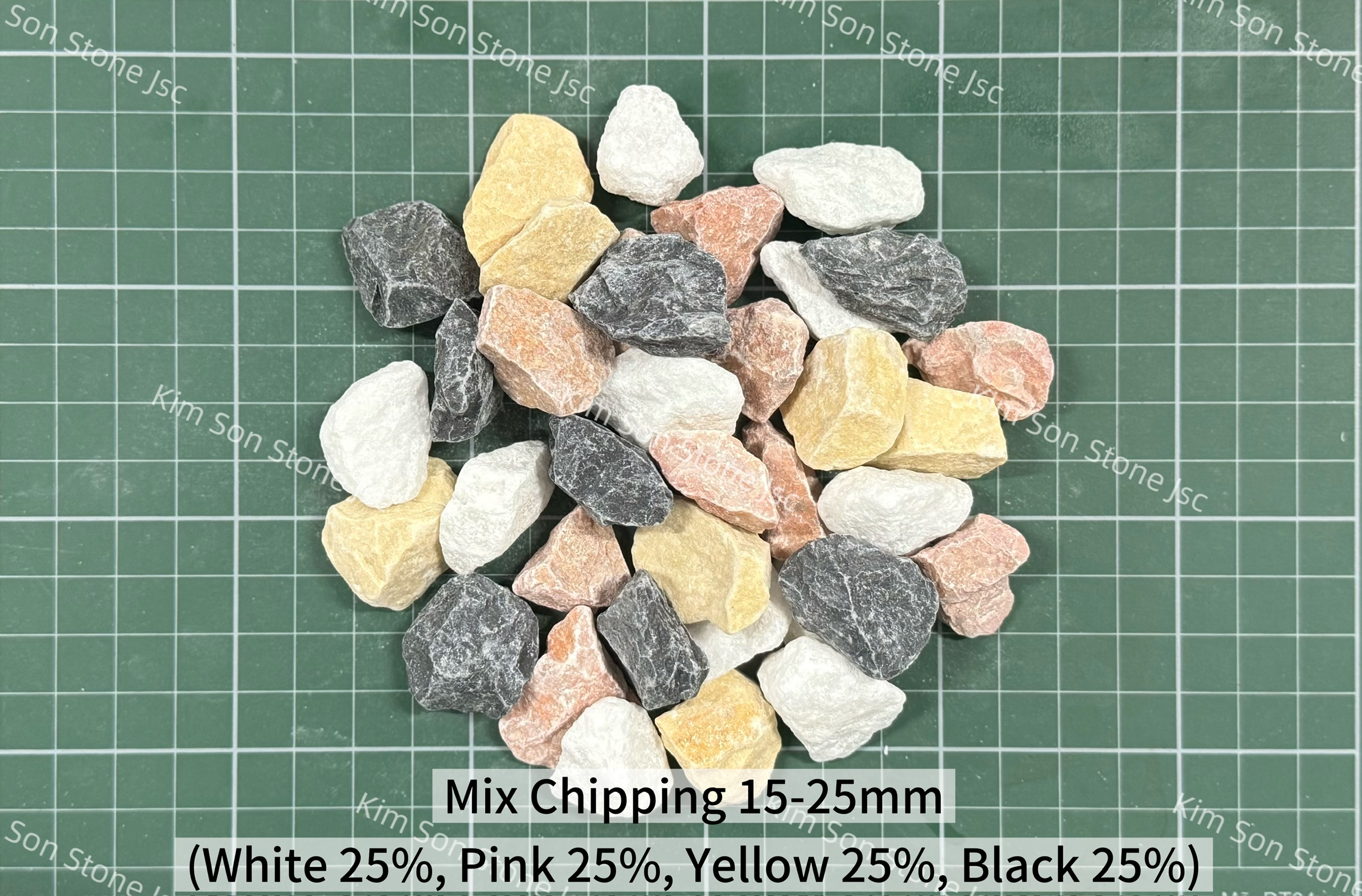 Mix Chiping White 25%, Pink 25%, Yellow 25%, Black 25%