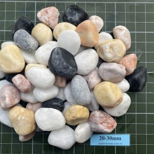 Mix tumbled pebble. 10%black- 50% white-10% yellow15%-pink15%
